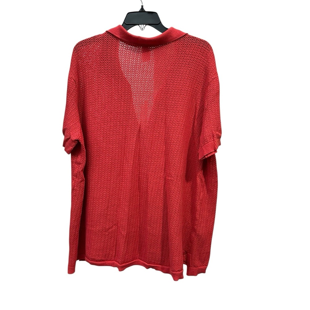 Pact Red Open-Knit Collared Tunic Top - Picture 4 of 7